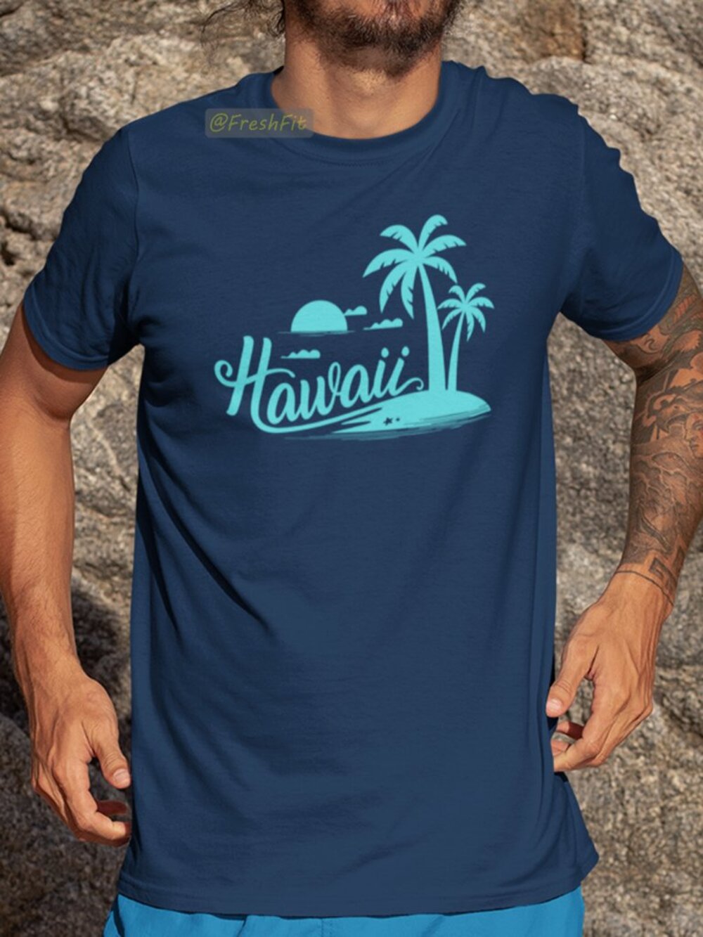 🆕Hawaii Navy Blue T-Shirt Graphic Tee